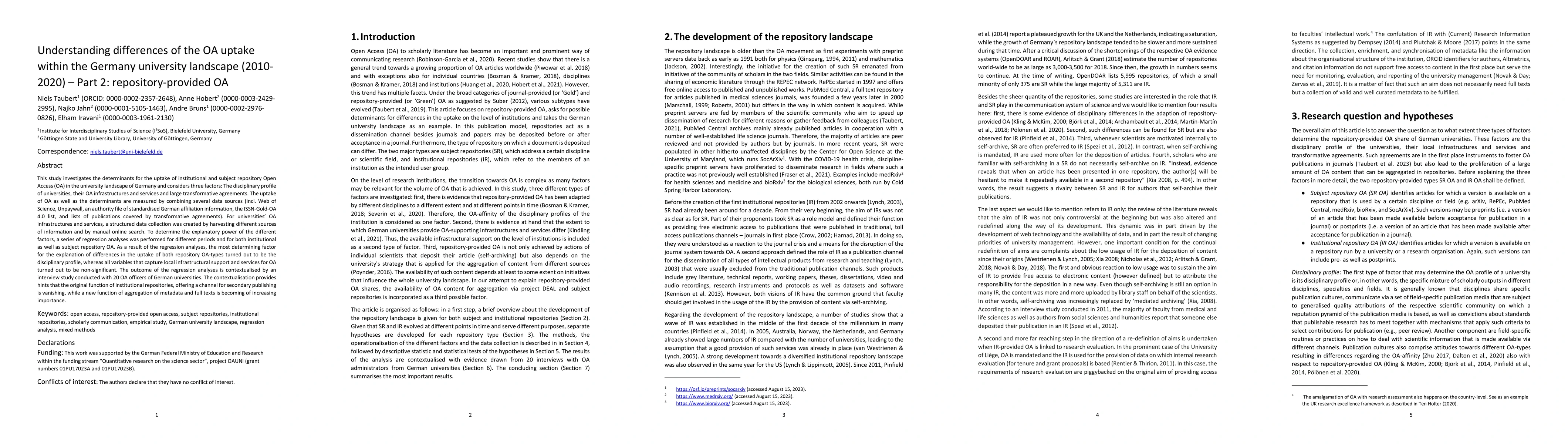 Thumbnail for Understanding differences of the OA uptake within the Germany university
  landscape (2010-2020) -- Part 2: repository-provided OA