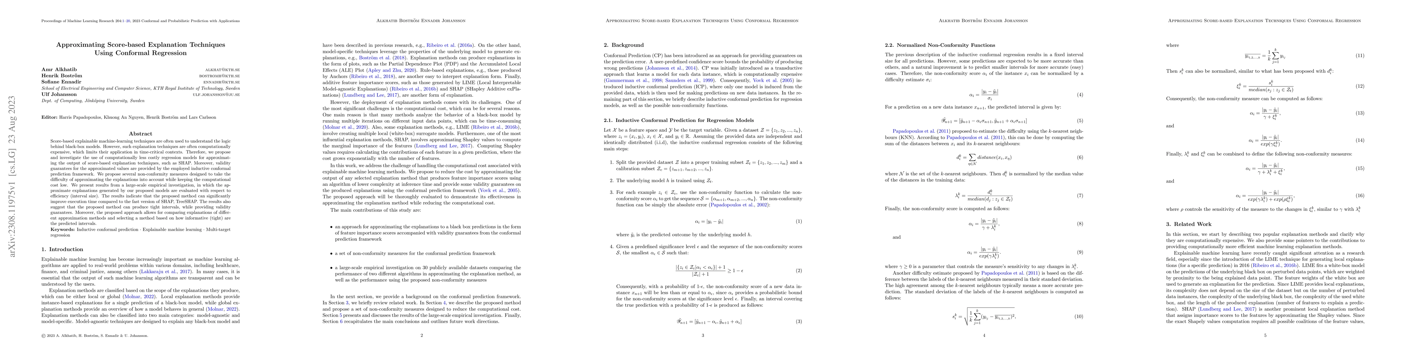 Thumbnail for Approximating Score-based Explanation Techniques Using Conformal
  Regression