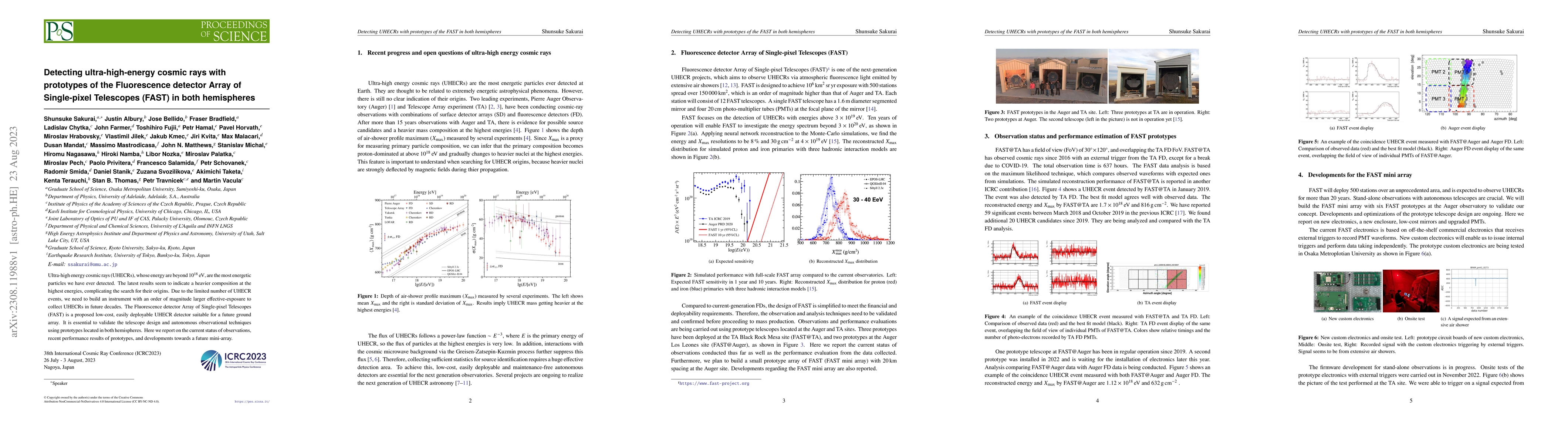 Thumbnail for Detecting ultra-high-energy cosmic rays with prototypes of the
  Fluorescence detector Array of Single-pixel Telescopes (FAST) in both
  hemispheres