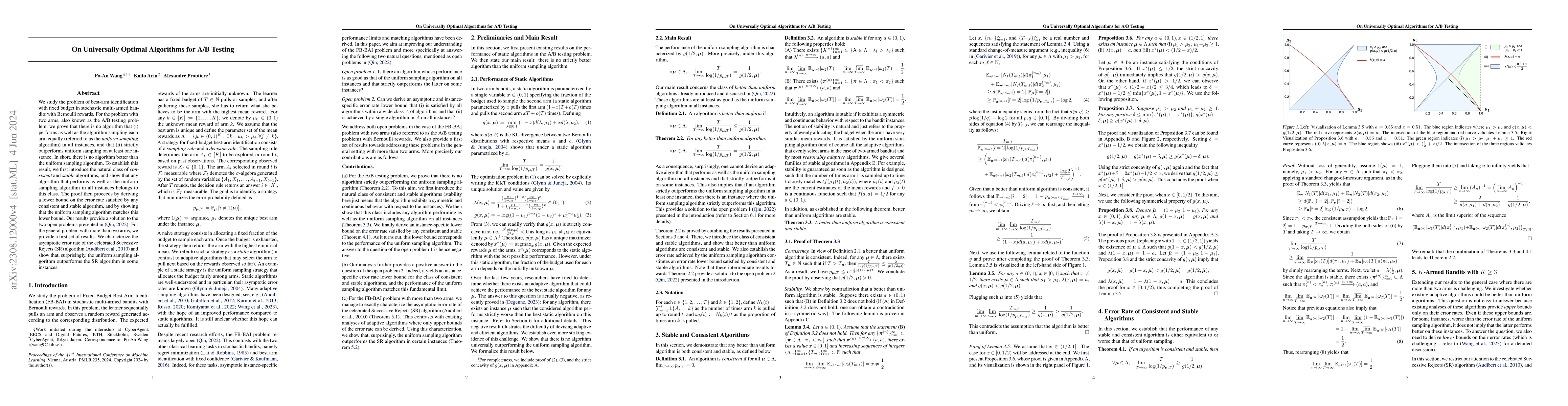 Thumbnail for On Universally Optimal Algorithms for A/B Testing