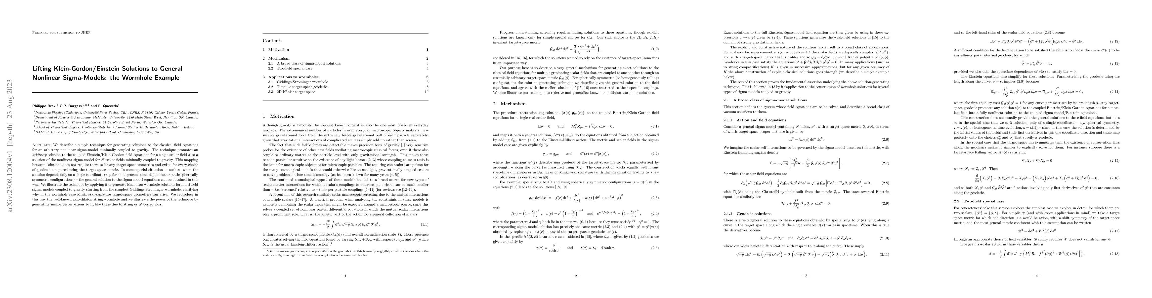 Thumbnail for Lifting Klein-Gordon/Einstein Solutions to General Nonlinear
  Sigma-Models: the Wormhole Example