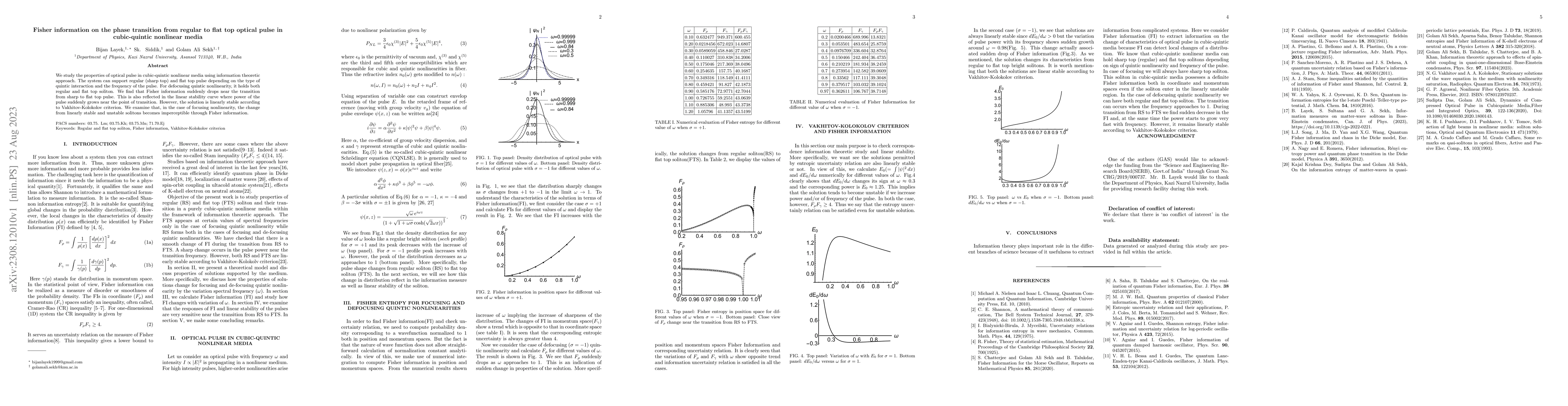 Thumbnail for Fisher information on the phase transition from regular to flat top
  optical pulse in cubic-quintic nonlinear media