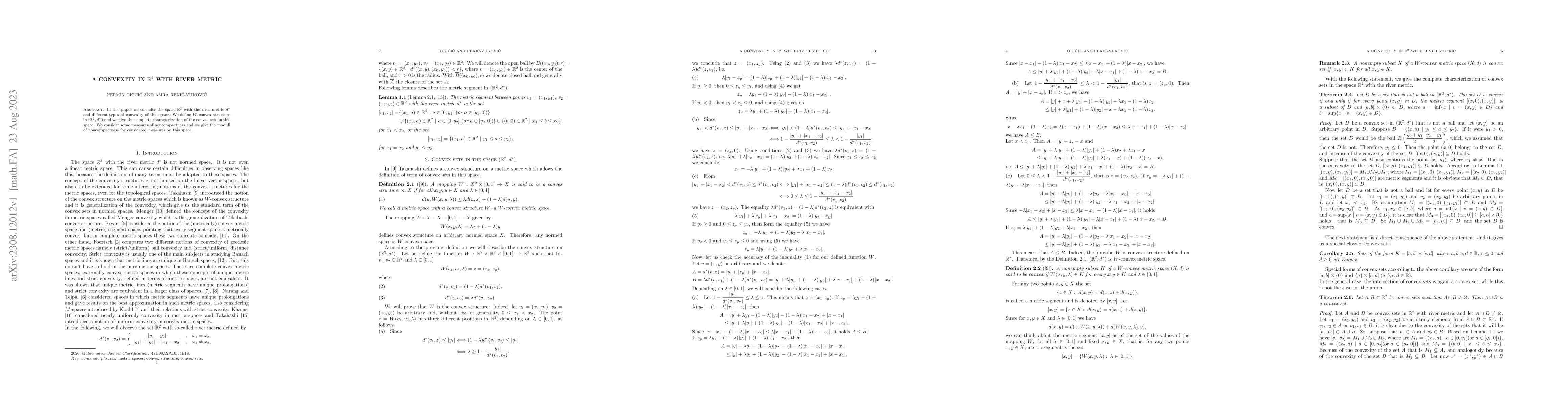 Thumbnail for A convexity in $\mathbb{R}^2$ with river metric