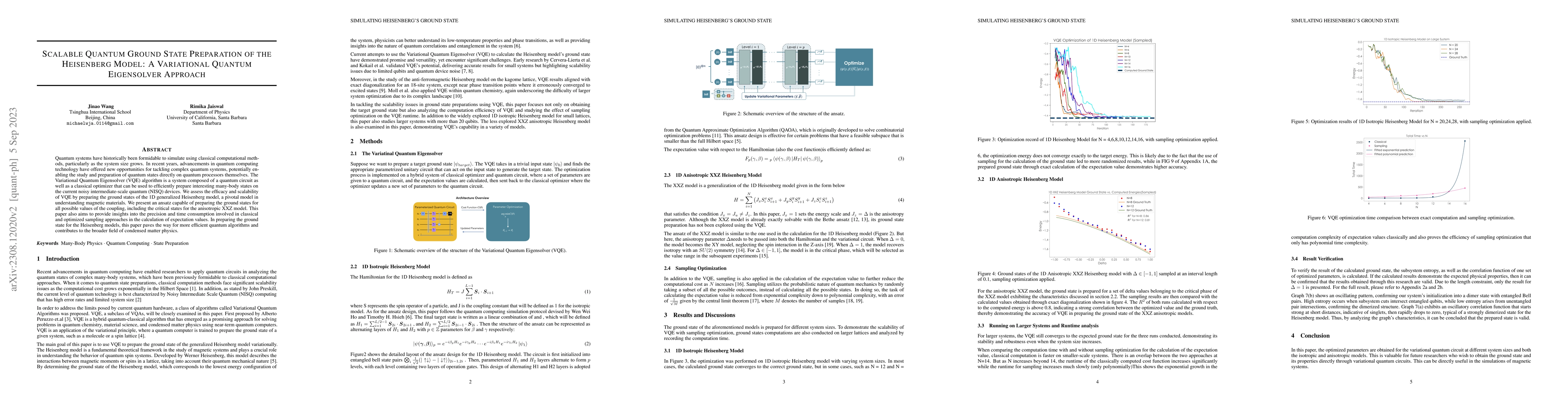 Thumbnail for Scalable Quantum Ground State Preparation of the Heisenberg Model: A
  Variational Quantum Eigensolver Approach