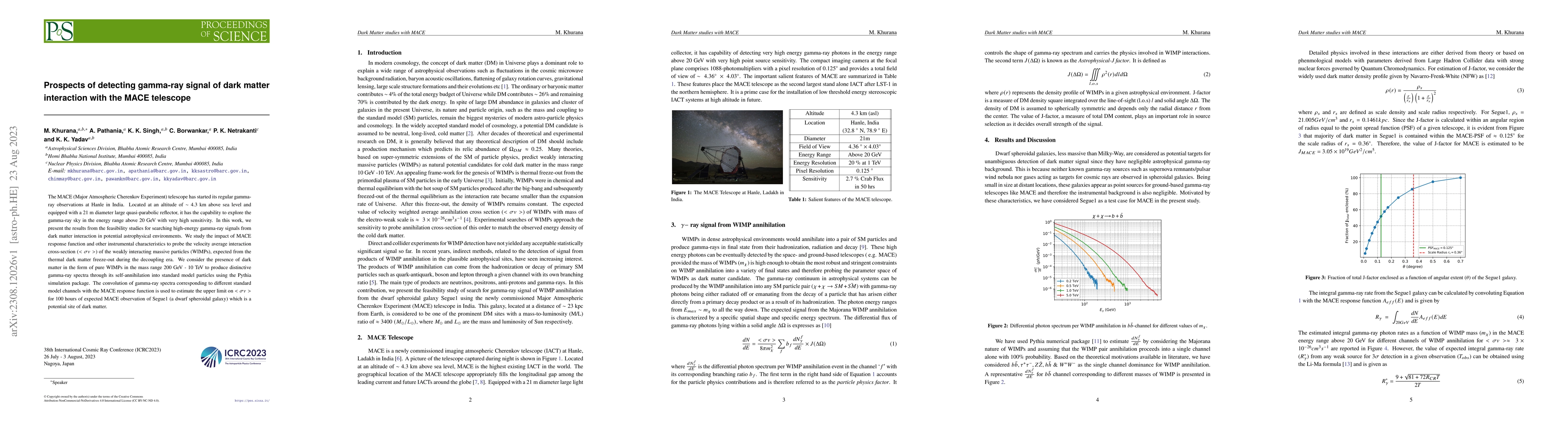 Thumbnail for Prospects of detecting gamma-ray signal of dark matter interaction with
  the MACE telescope