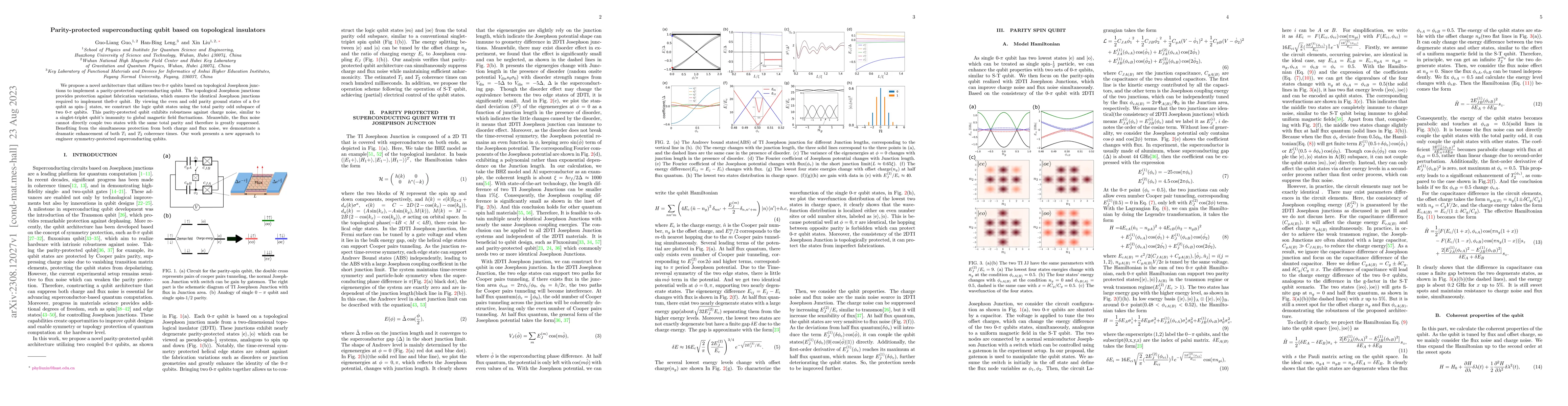 Thumbnail for Parity-protected superconducting qubit based on topological insulators