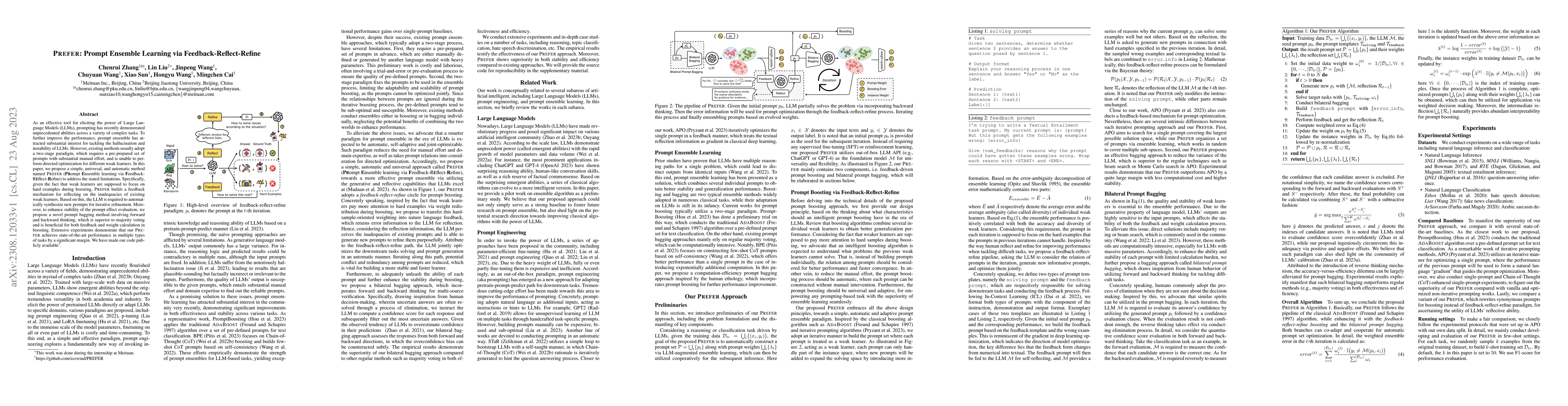 Thumbnail for PREFER: Prompt Ensemble Learning via Feedback-Reflect-Refine