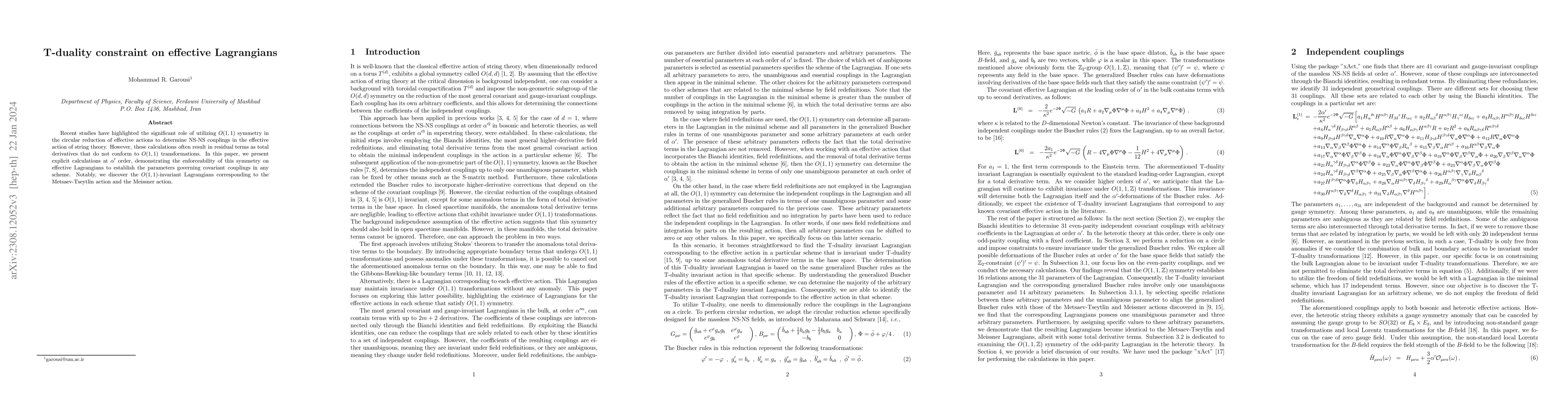 Thumbnail for T-duality constraint on effective Lagrangians
