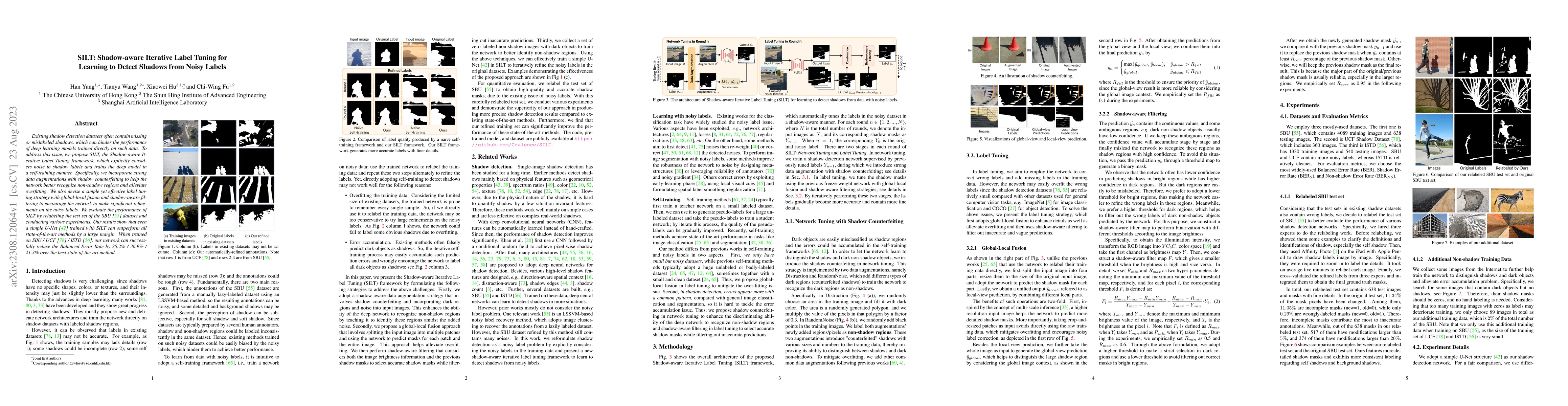 Thumbnail for SILT: Shadow-aware Iterative Label Tuning for Learning to Detect Shadows
  from Noisy Labels
