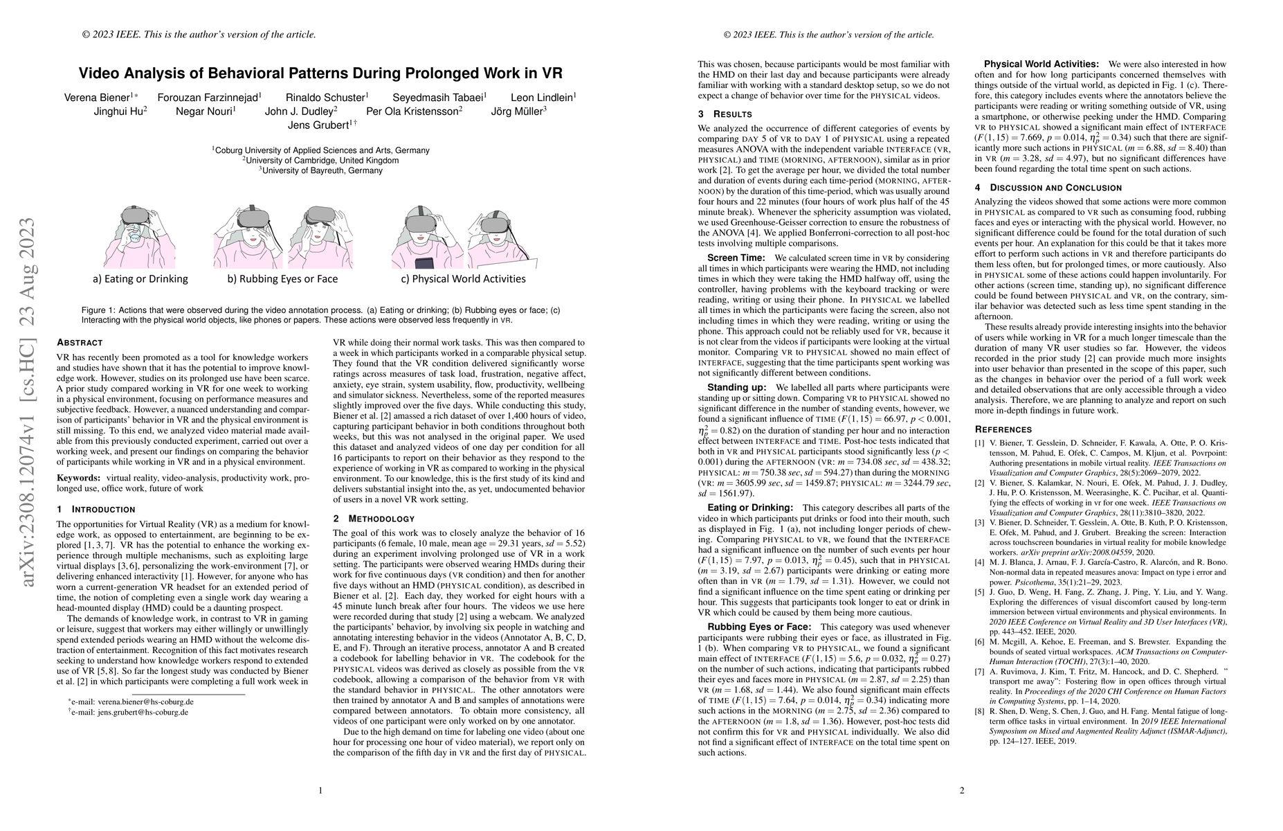 Thumbnail for Video Analysis of Behavioral Patterns During Prolonged Work in VR