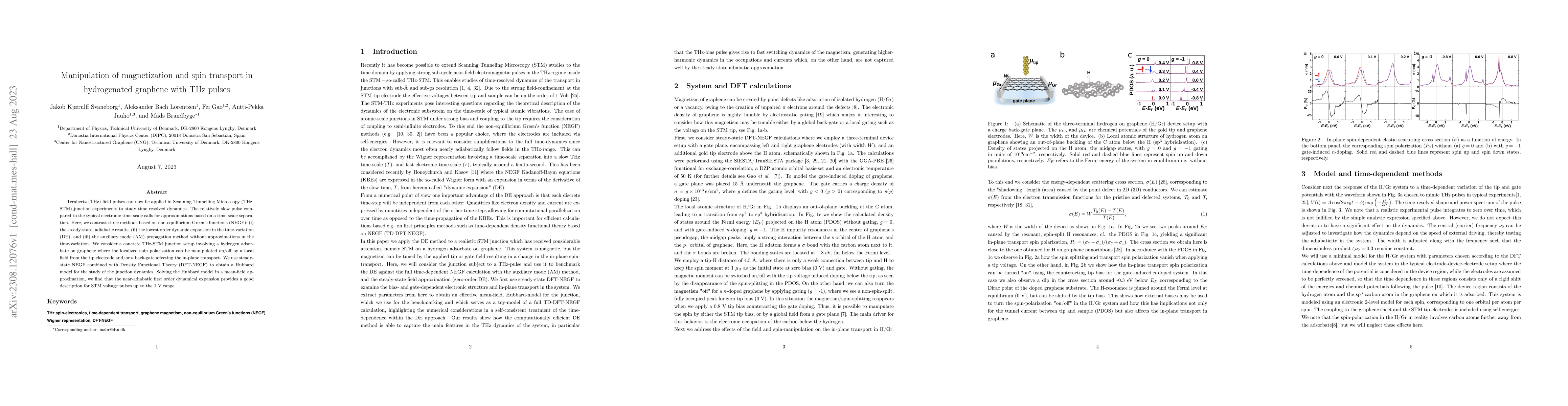 Thumbnail for Manipulation of magnetization and spin transport in hydrogenated
  graphene with THz pulses