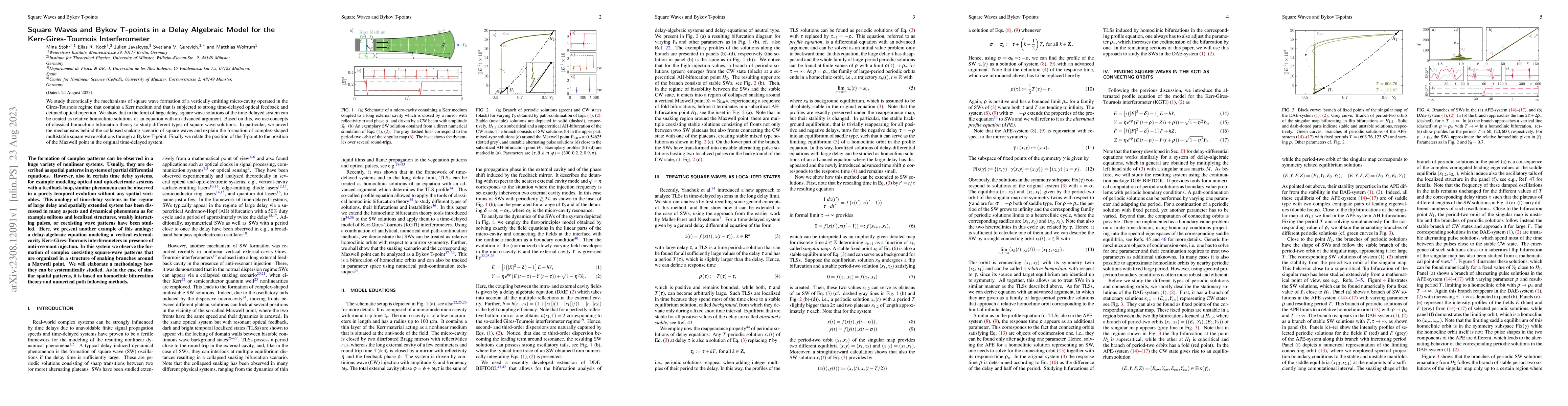 Thumbnail for Square Waves and Bykov T-points in a Delay Algebraic Model for the
  Kerr-Gires-Tournois Interferometer