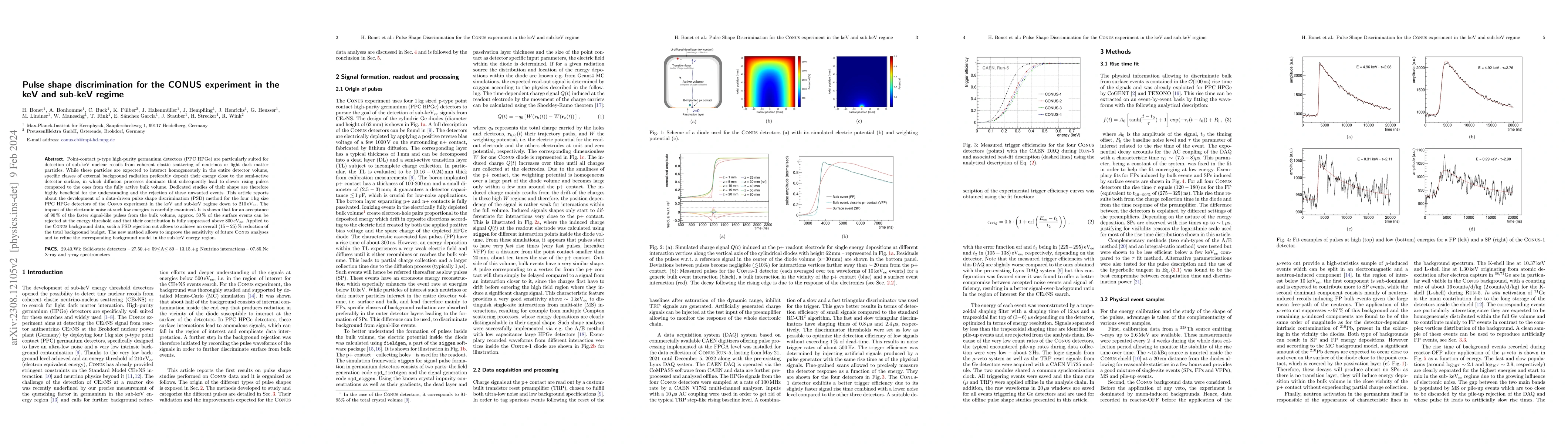 Thumbnail for Pulse shape discrimination for the CONUS experiment in the keV and
  sub-keV regime