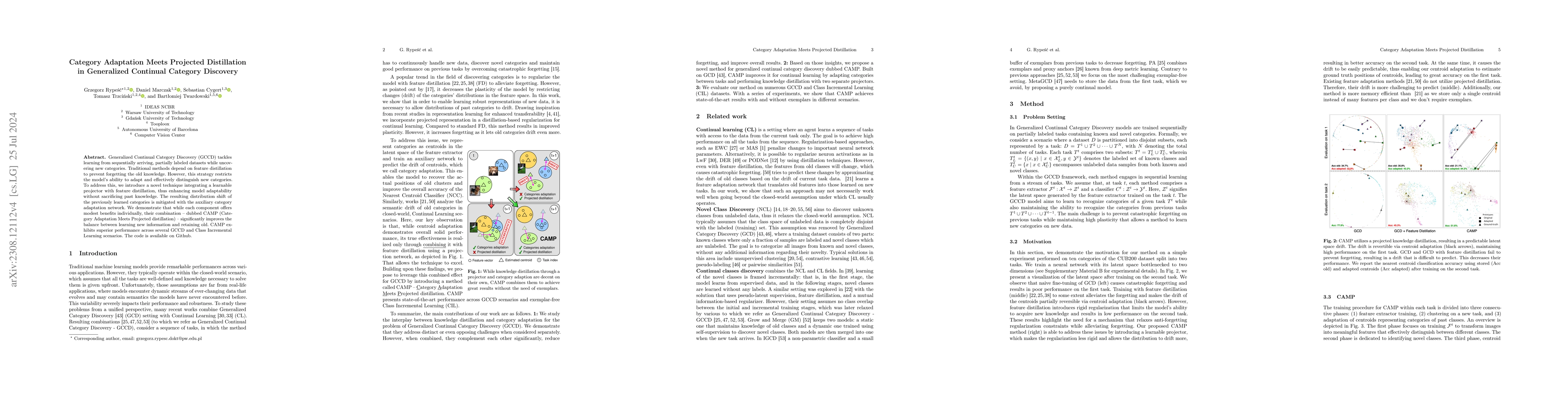 Thumbnail for Category Adaptation Meets Projected Distillation in Generalized
  Continual Category Discovery