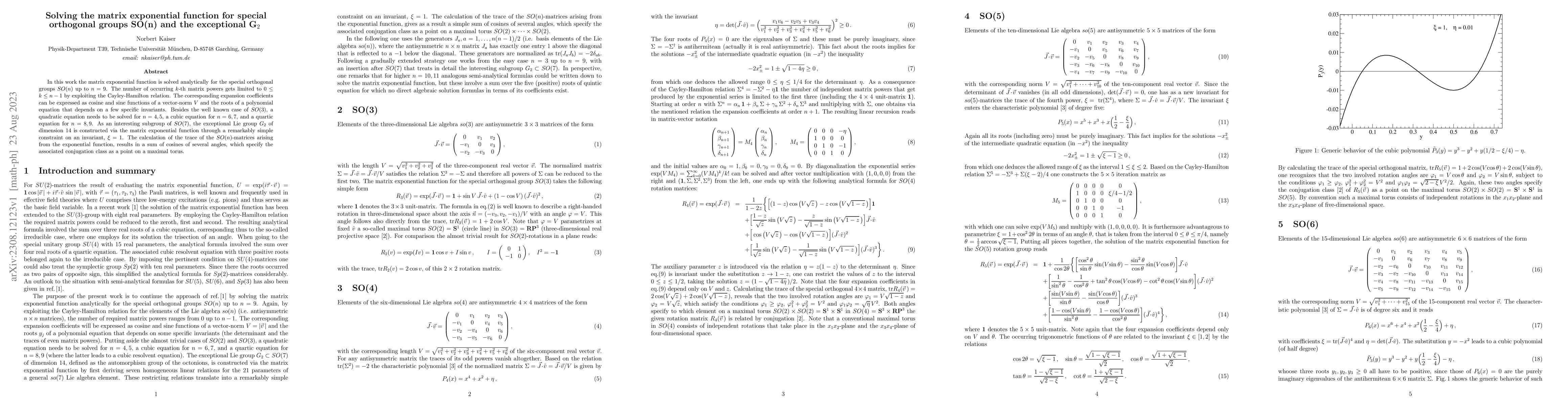 Thumbnail for Solving the matrix exponential function for special orthogonal groups
  SO(n) and the exceptional G$_2$