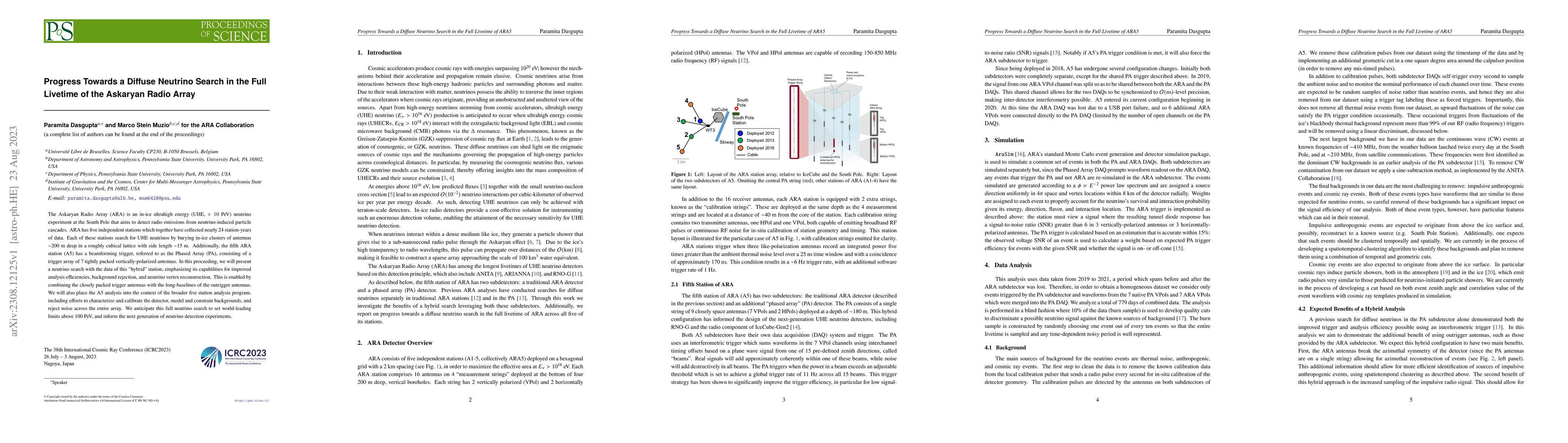 Thumbnail for Progress Towards a Diffuse Neutrino Search in the Full Livetime of the
  Askaryan Radio Array