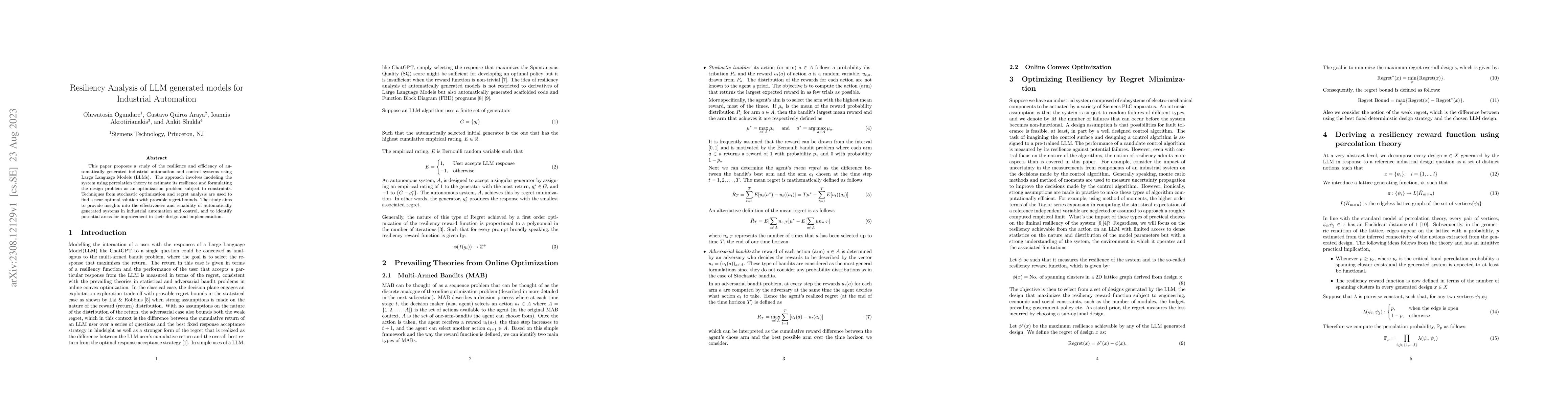 Thumbnail for Resiliency Analysis of LLM generated models for Industrial Automation