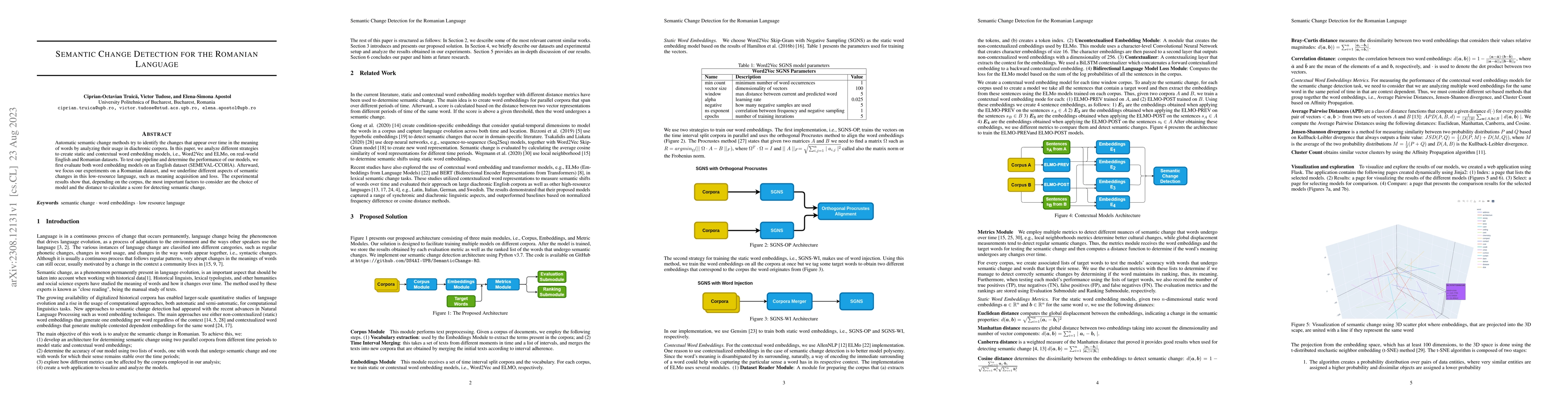 Thumbnail for Semantic Change Detection for the Romanian Language