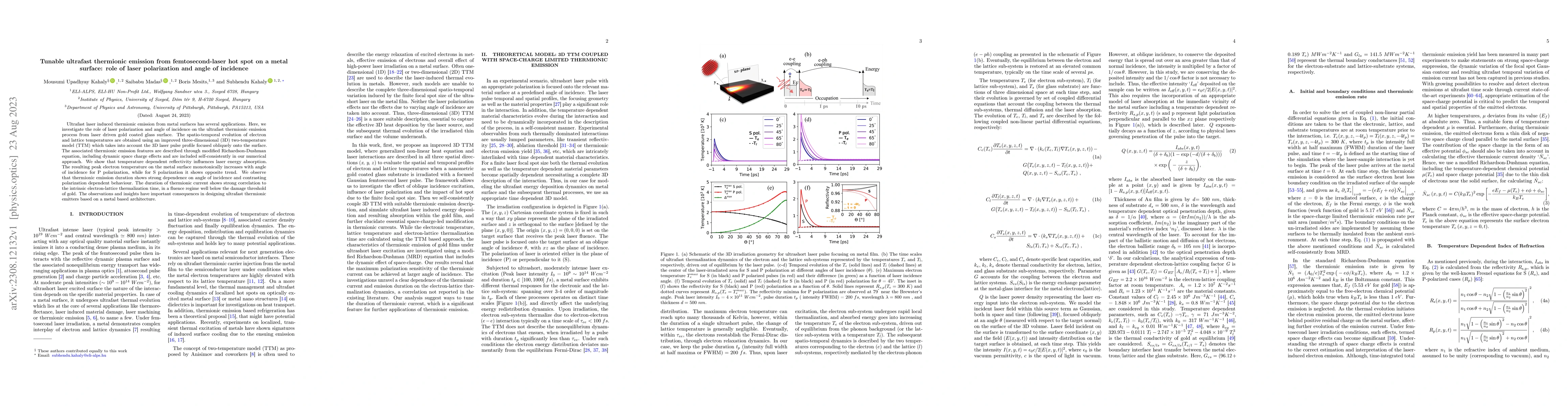 Thumbnail for Tunable ultrafast thermionic emission from femtosecond-laser hot spot on
  a metal surface: role of laser polarization and angle of incidence