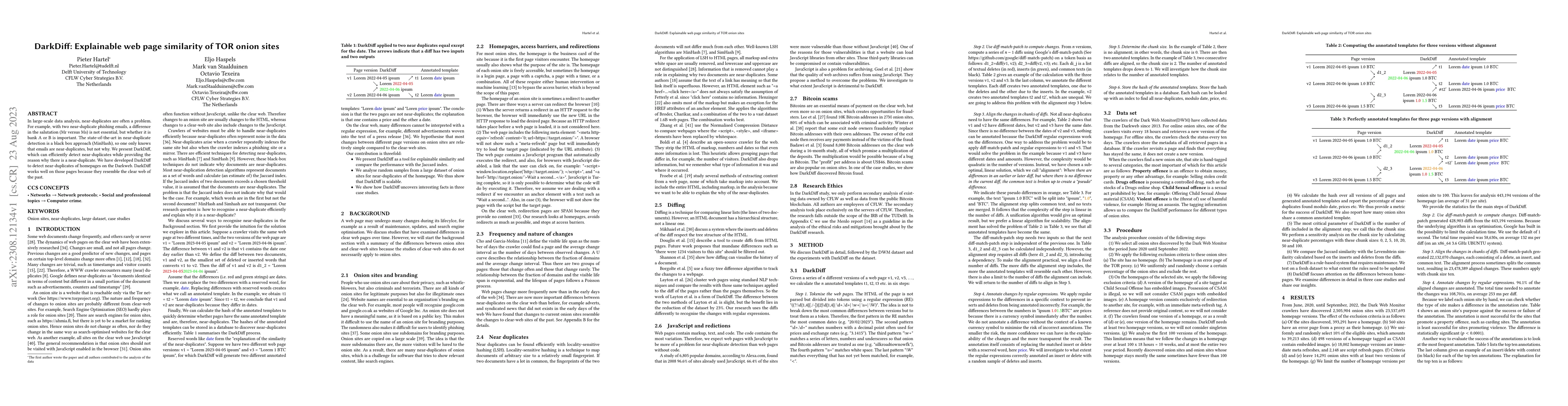Thumbnail for DarkDiff: Explainable web page similarity of TOR onion sites