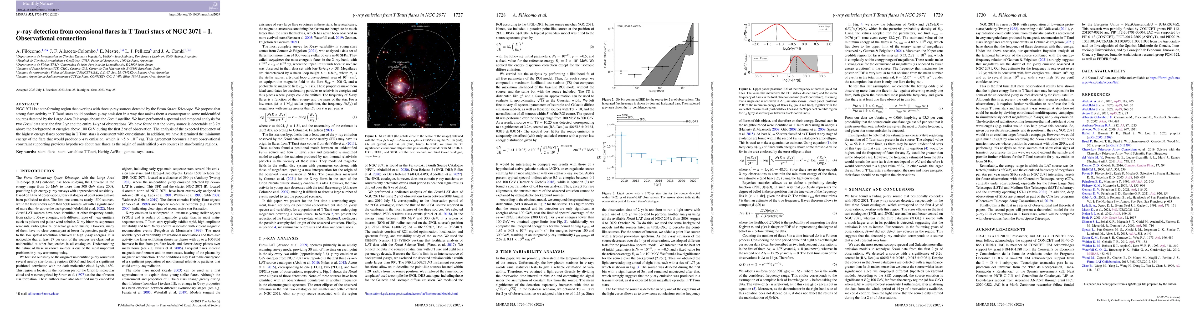 Thumbnail for $\gamma$-ray detection from occasional flares in T Tauri stars of NGC
  2071. I. Observational connection