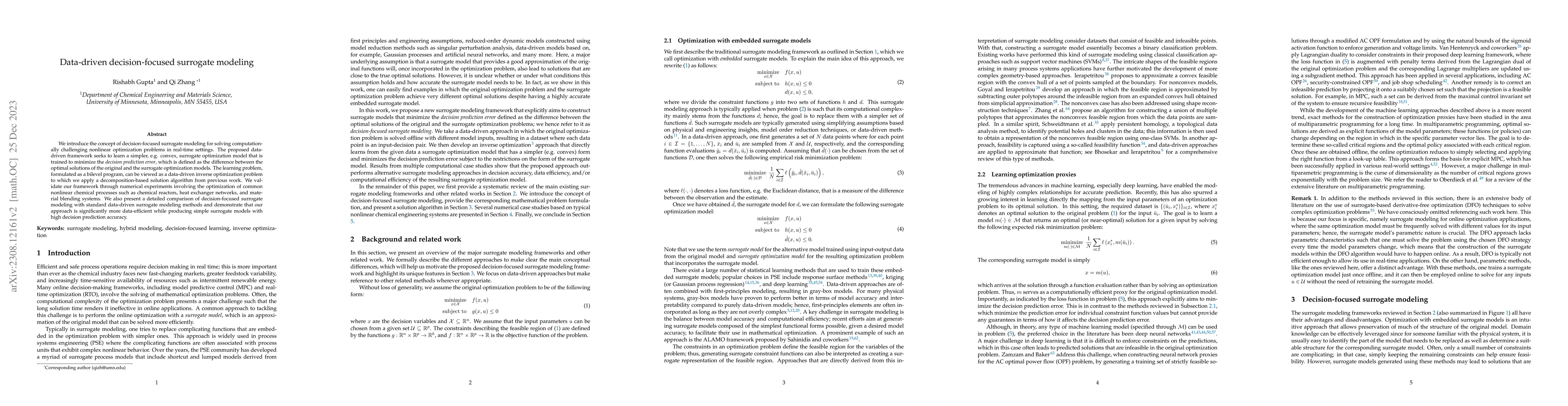 Thumbnail for Data-driven decision-focused surrogate modeling