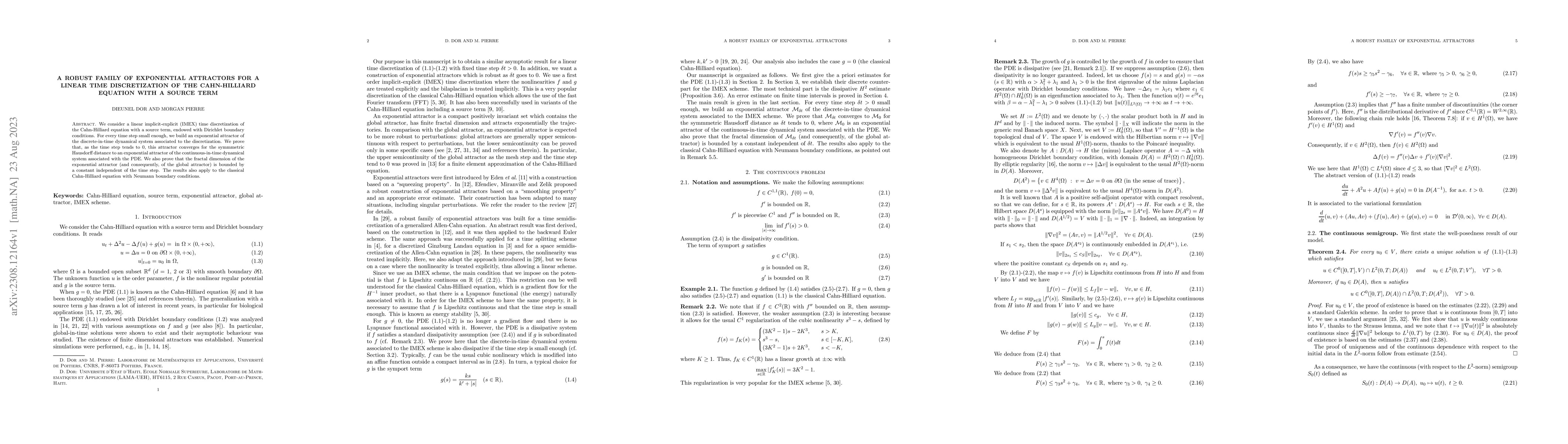 Thumbnail for A robust family of exponential attractors for a linear time
  discretization of the Cahn-Hilliard equation with a source term