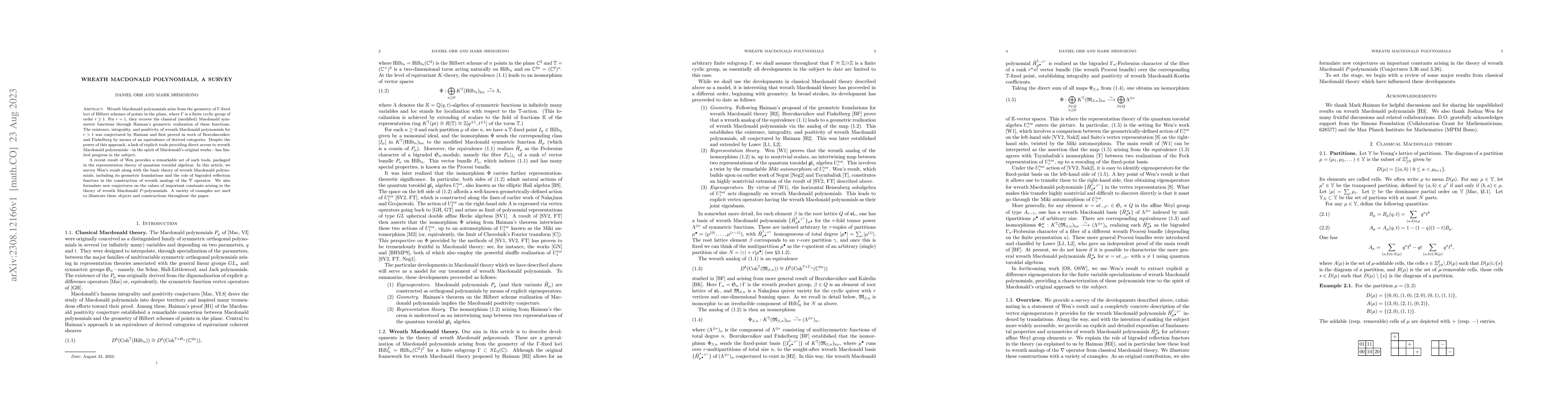 Thumbnail for Wreath Macdonald polynomials, a survey
