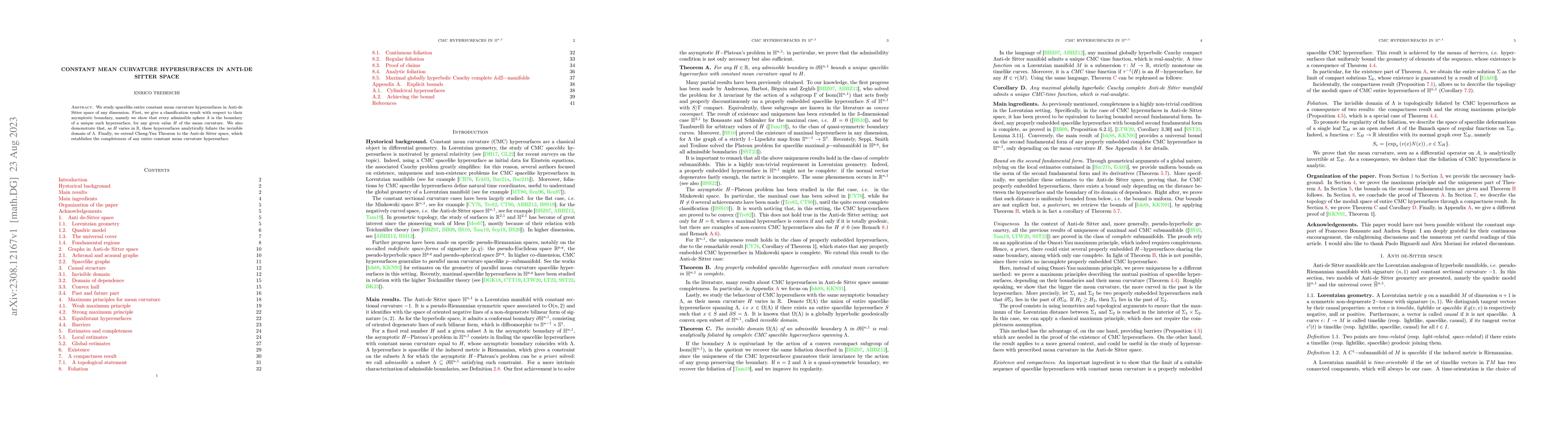Thumbnail for Constant mean curvature hypersurfaces in Anti-de Sitter space