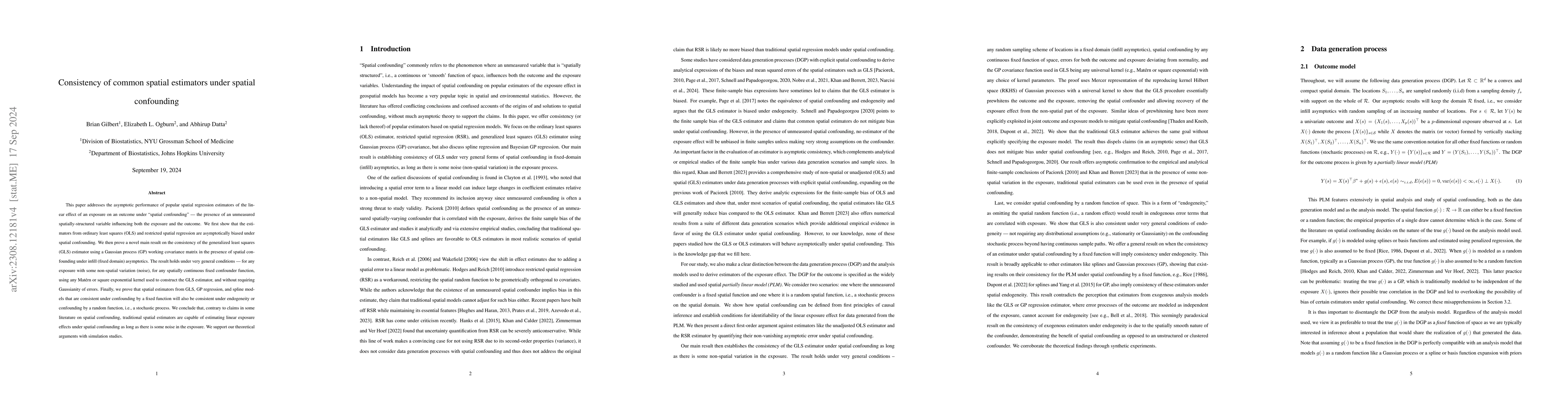 Thumbnail for Consistency of common spatial estimators under spatial confounding