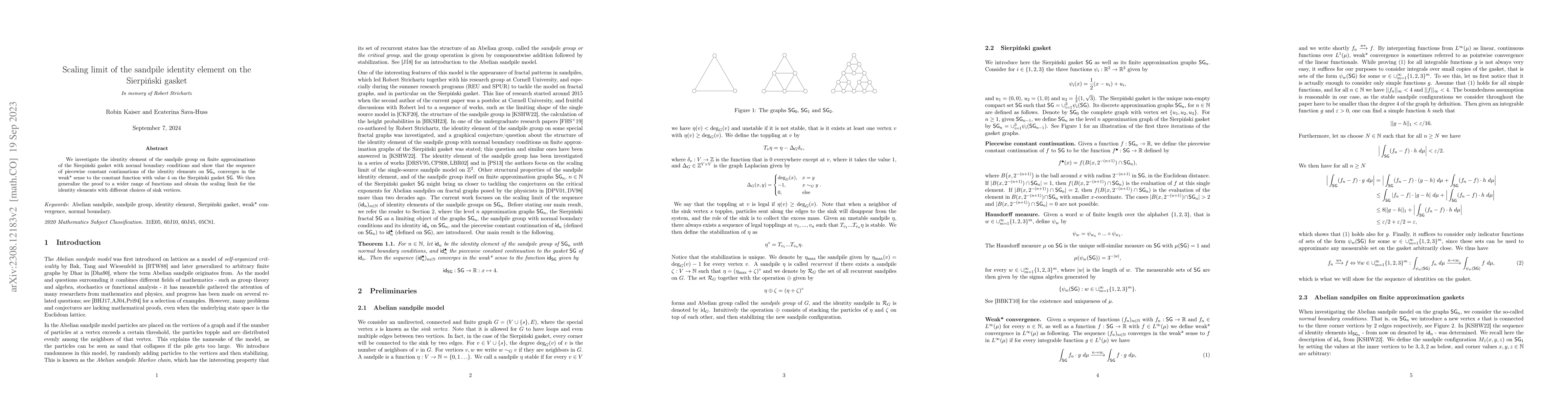 Thumbnail for Scaling limit of the sandpile identity element on the Sierpinski gasket