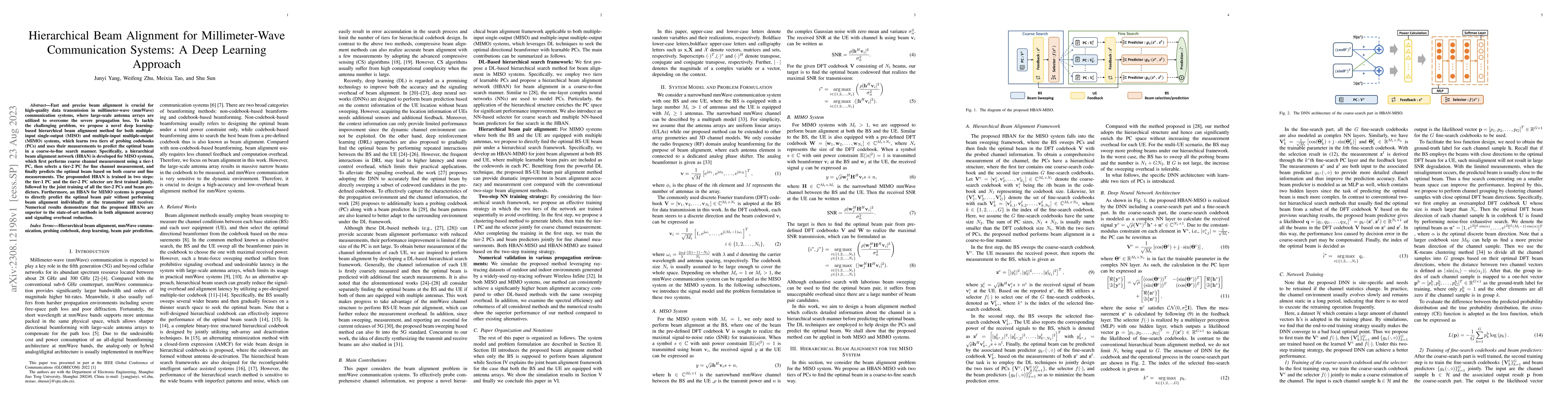 Thumbnail for Hierarchical Beam Alignment for Millimeter-Wave Communication Systems: A
  Deep Learning Approach