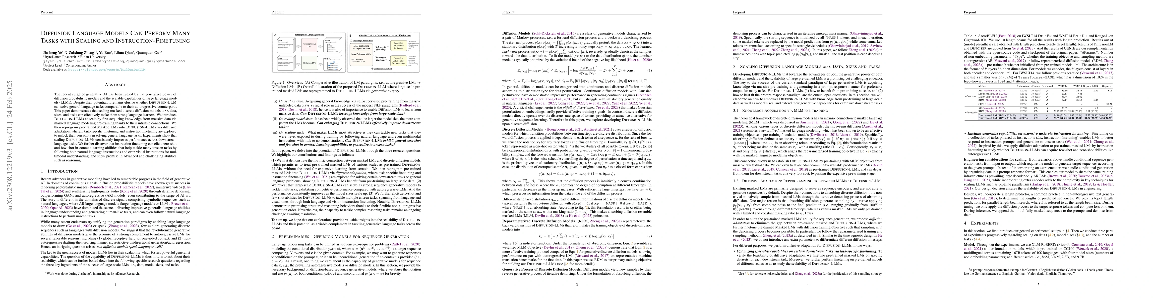 Thumbnail for Diffusion Language Models Can Perform Many Tasks with Scaling and
  Instruction-Finetuning