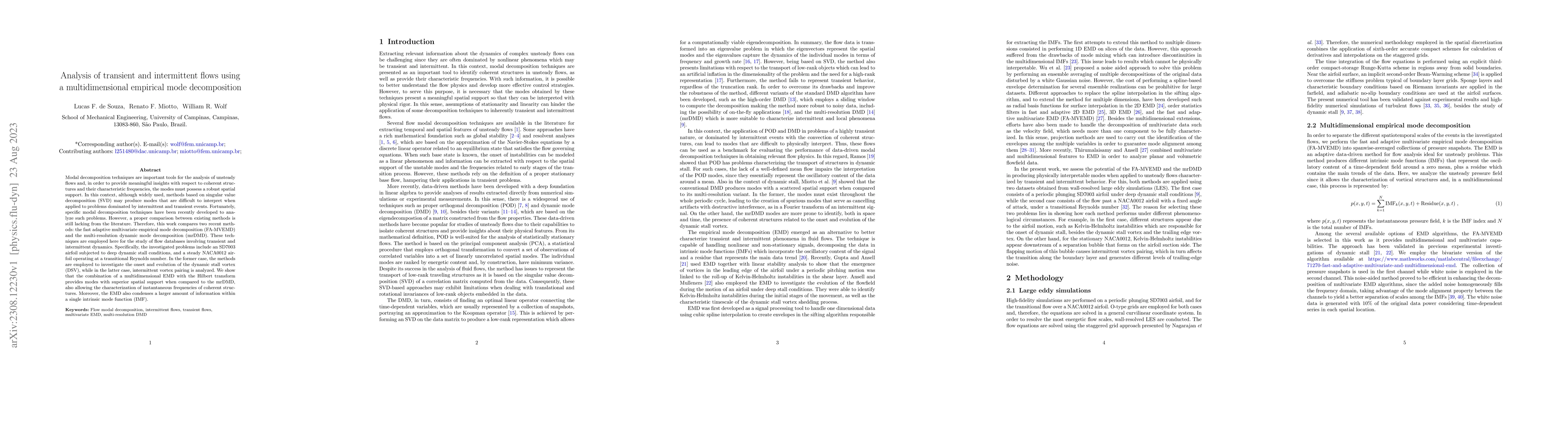 Thumbnail for Analysis of transient and intermittent flows using a multidimensional
  empirical mode decomposition