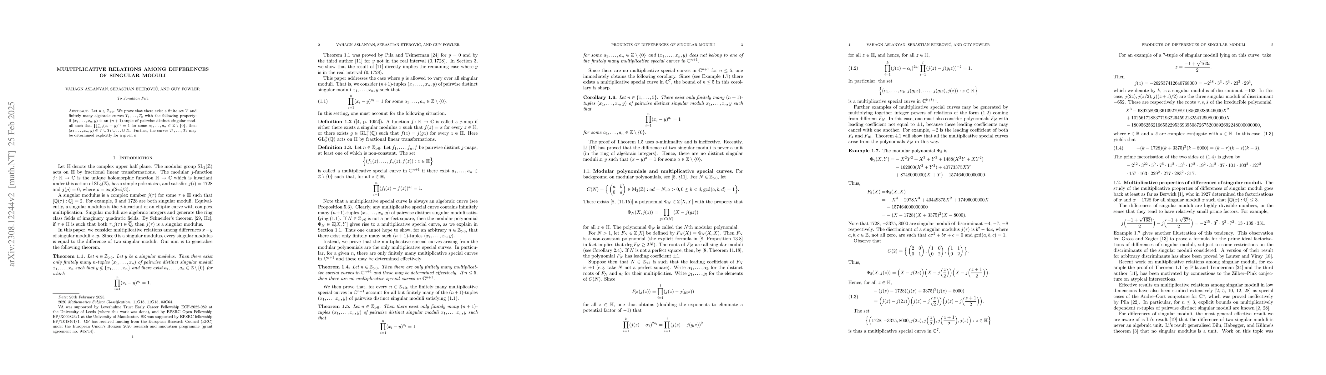 Thumbnail for Multiplicative relations among differences of singular moduli