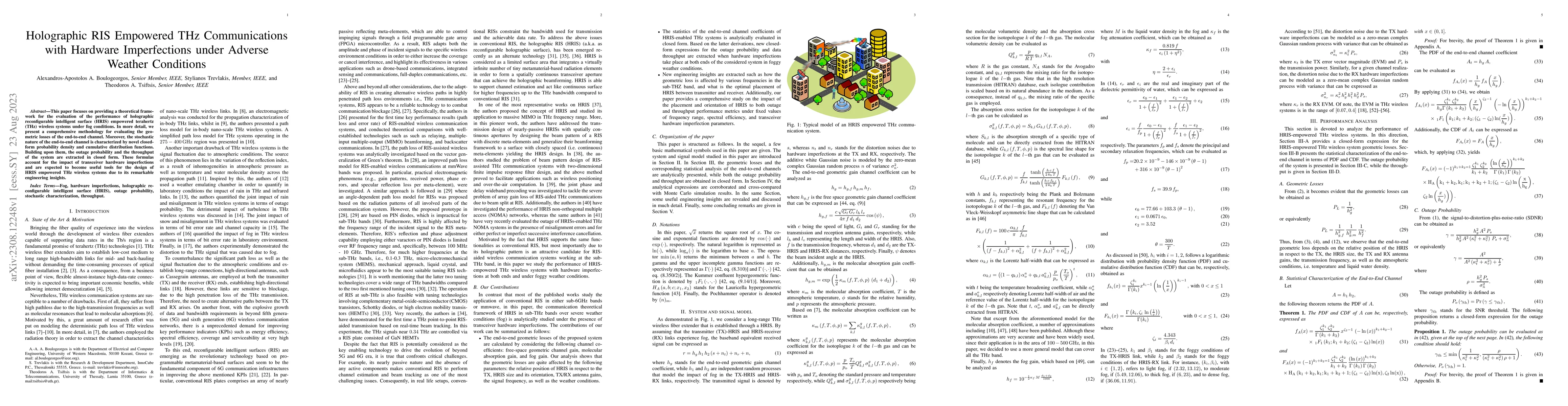 Thumbnail for Holographic RIS Empowered THz Communications with Hardware Imperfections
  under Adverse Weather Conditions