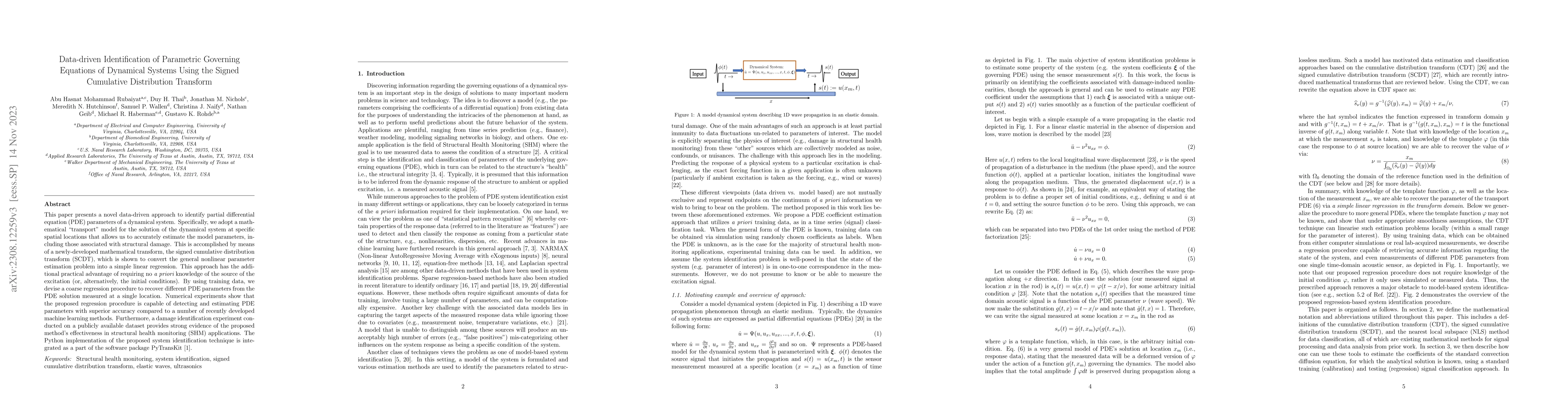 Thumbnail for Data-driven Identification of Parametric Governing Equations of
  Dynamical Systems Using the Signed Cumulative Distribution Transform