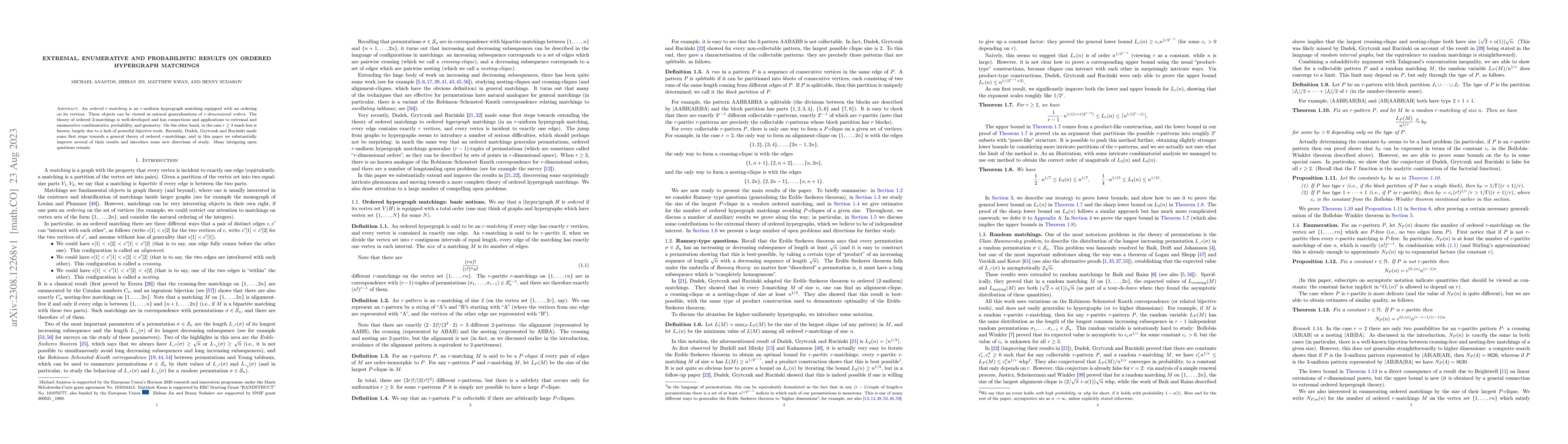 Thumbnail for Extremal, enumerative and probabilistic results on ordered hypergraph
  matchings