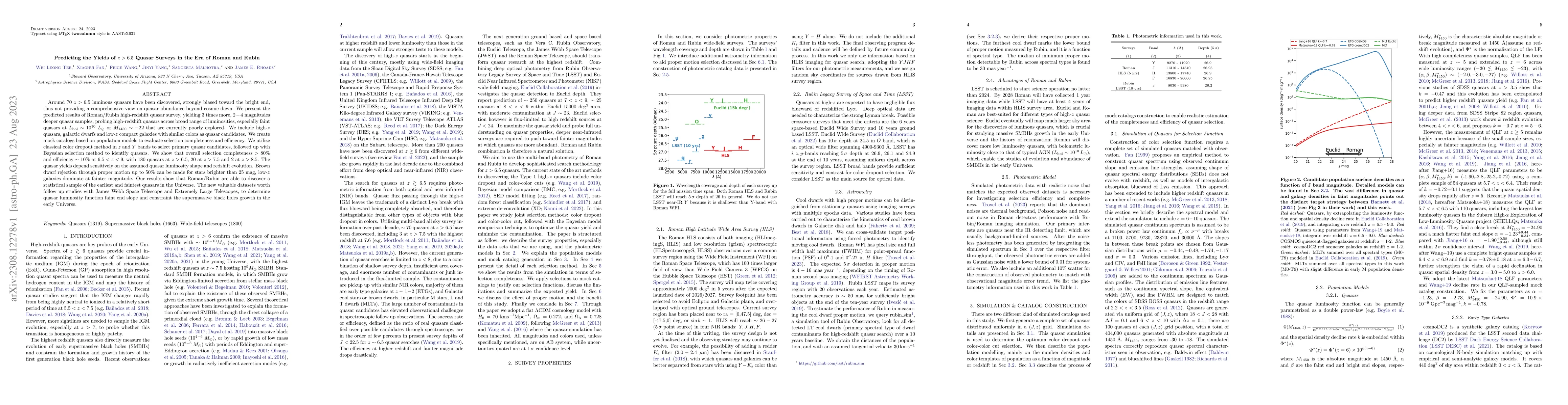 Thumbnail for Predicting the Yields of $z$ > 6.5 Quasar Surveys in the Era of Roman
  and Rubin