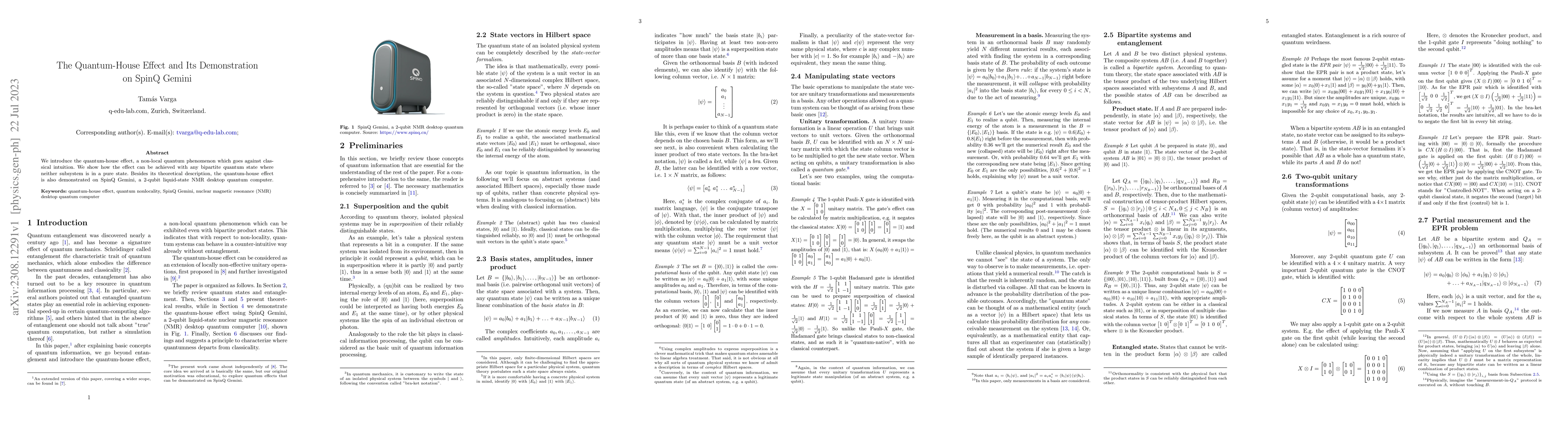 Thumbnail for The Quantum-House Effect and Its Demonstration on SpinQ Gemini