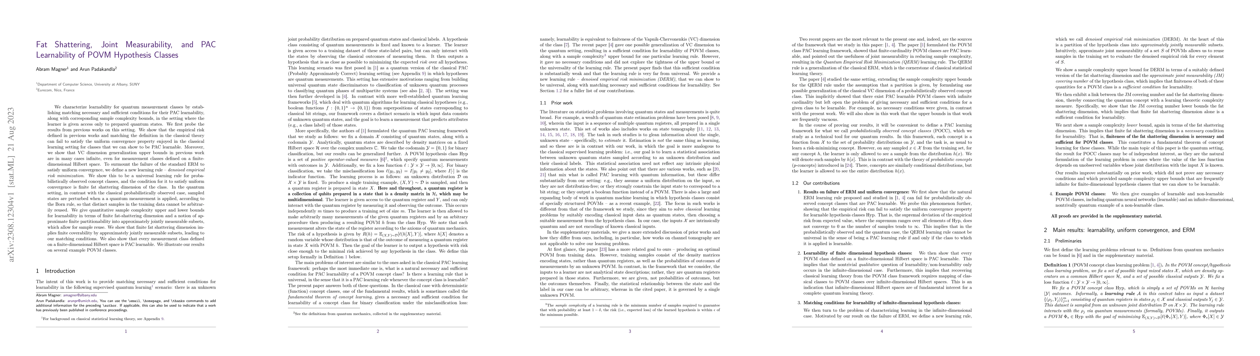 Thumbnail for Fat Shattering, Joint Measurability, and PAC Learnability of POVM
  Hypothesis Classes