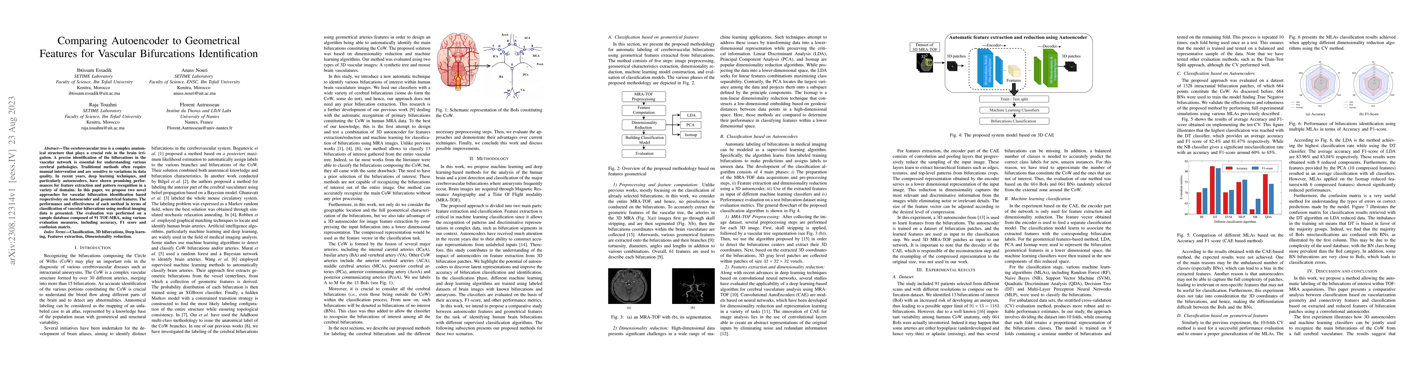 Thumbnail for Comparing Autoencoder to Geometrical Features for Vascular Bifurcations
  Identification