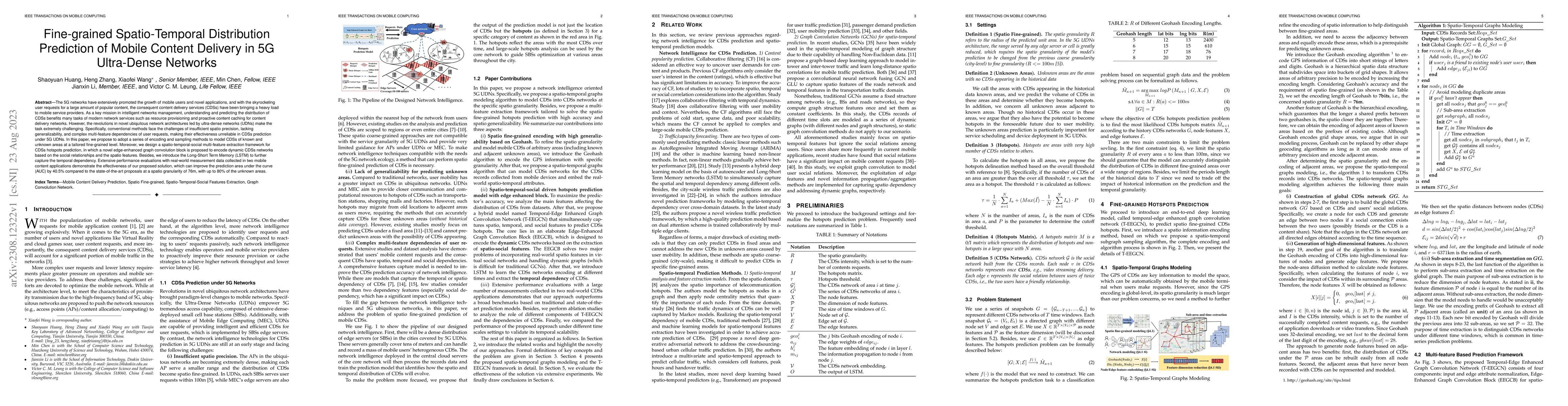Thumbnail for Fine-grained Spatio-Temporal Distribution Prediction of Mobile Content
  Delivery in 5G Ultra-Dense Networks