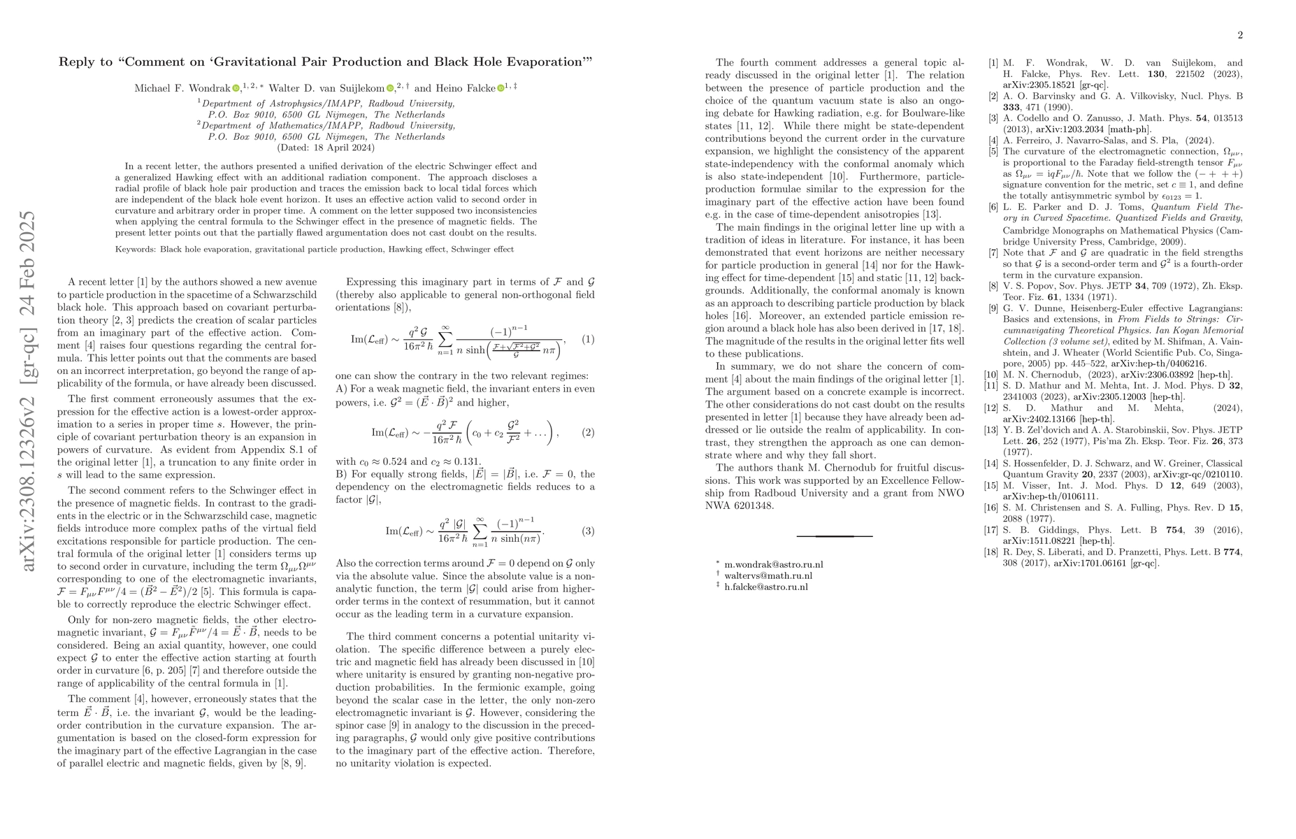 Thumbnail for Reply to "Comment on 'Gravitational Pair Production and Black Hole
  Evaporation'"