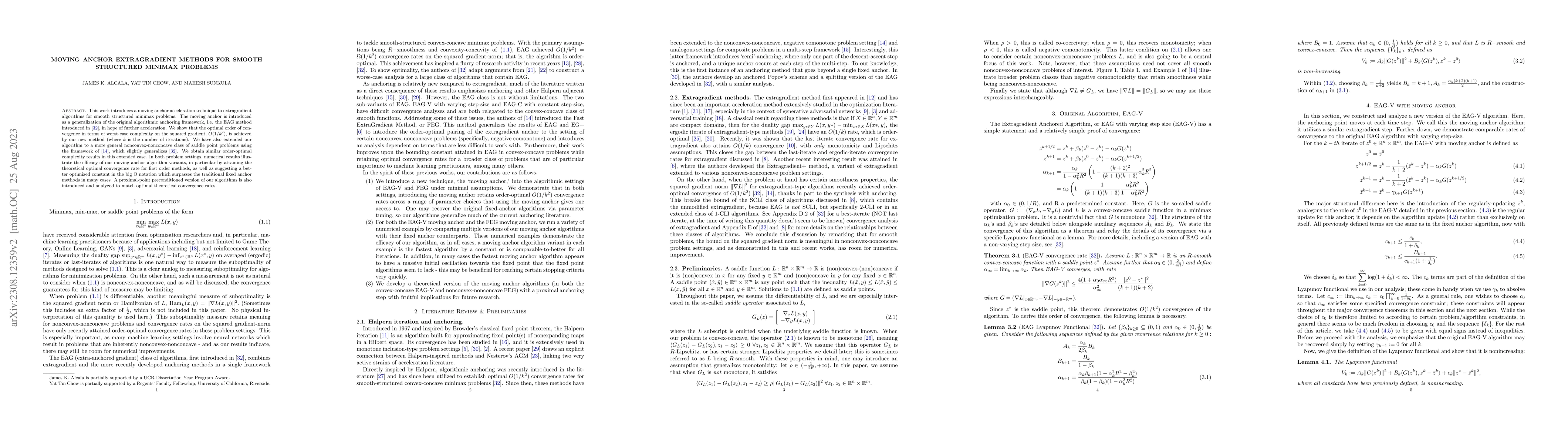 Thumbnail for Moving Anchor Extragradient Methods For Smooth Structured Minimax
  Problems