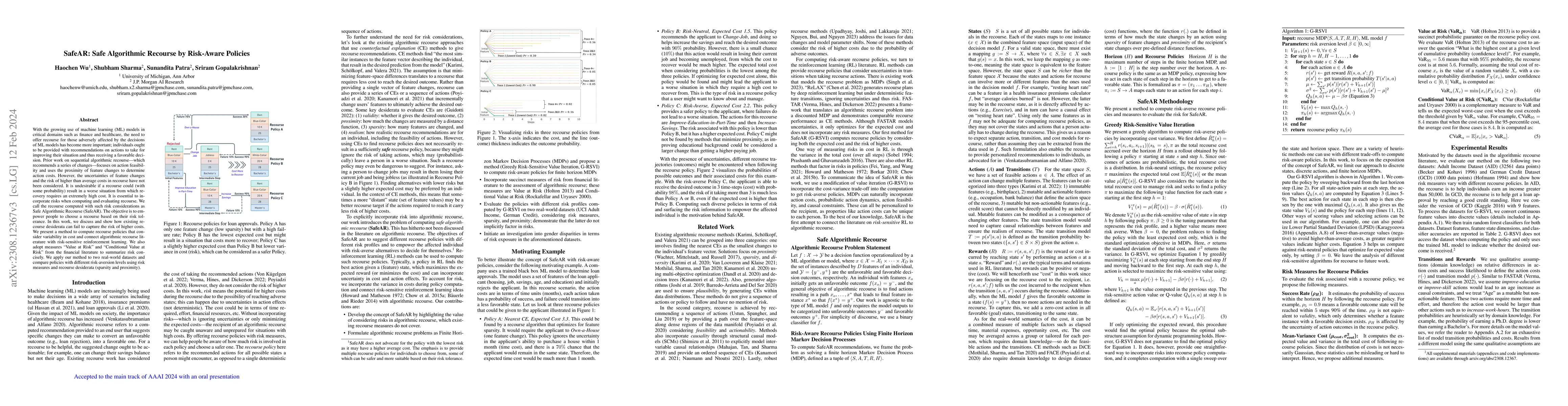 Thumbnail for SafeAR: Safe Algorithmic Recourse by Risk-Aware Policies