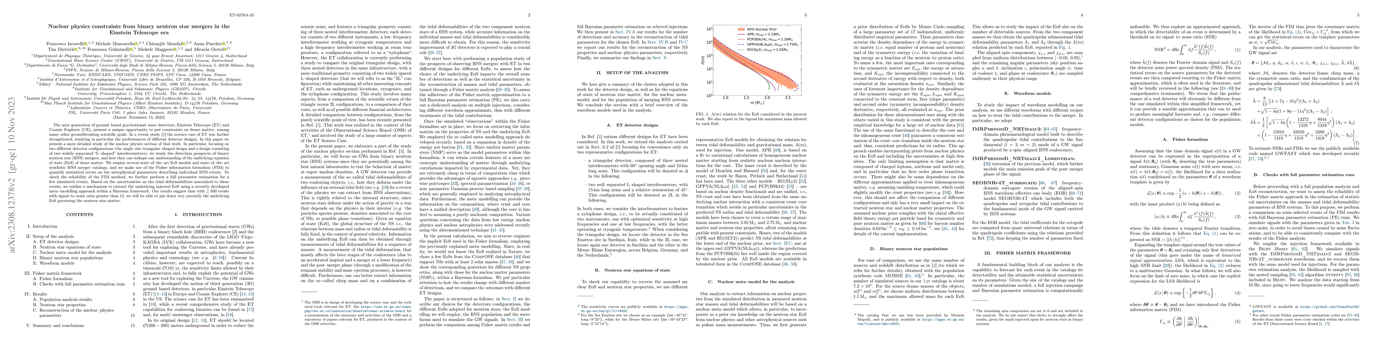 Thumbnail for Nuclear physics constraints from binary neutron star mergers in the
  Einstein Telescope era