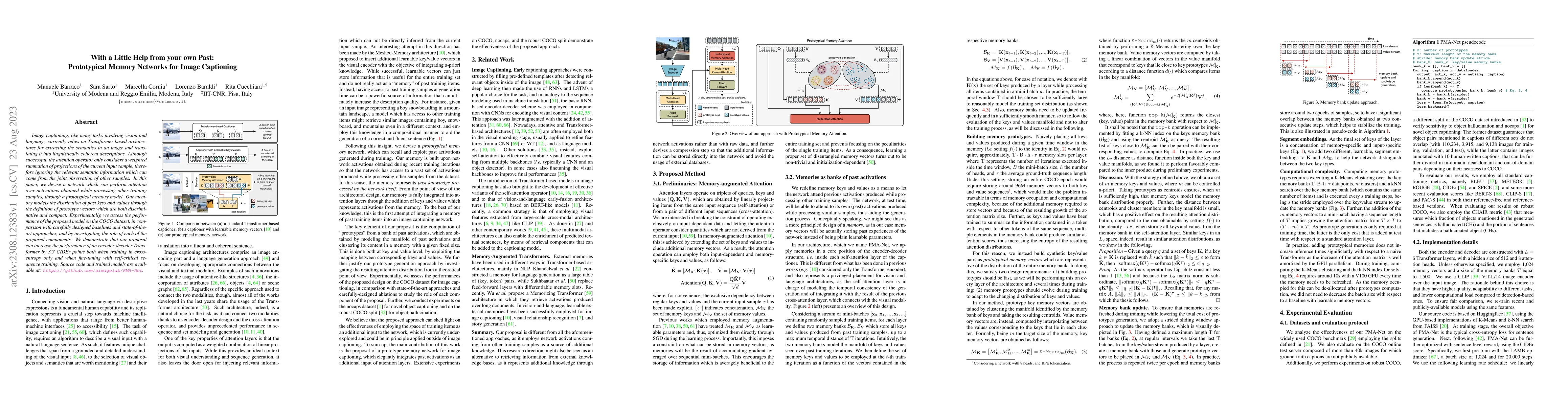Thumbnail for With a Little Help from your own Past: Prototypical Memory Networks for
  Image Captioning