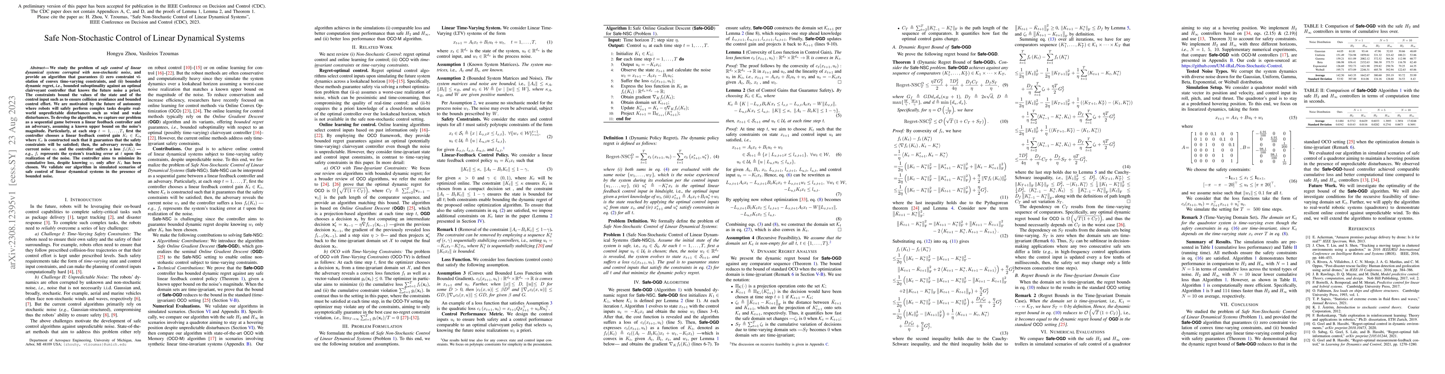 Thumbnail for Safe Non-Stochastic Control of Linear Dynamical Systems