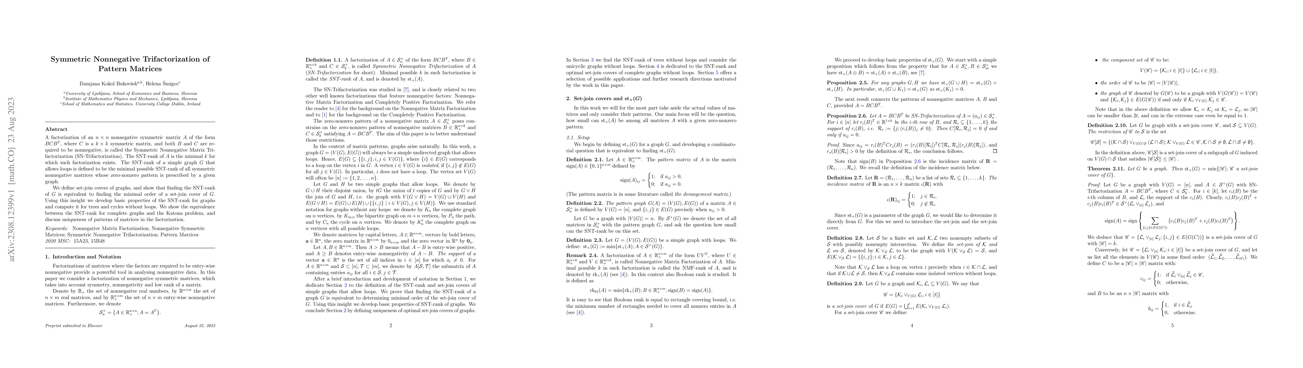 Thumbnail for Symmetric Nonnegative Trifactorization of Pattern Matrices